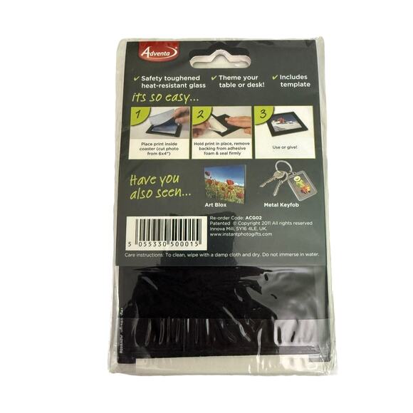 Adventa Insta Picture Glass Coaster Insert Your Own Photo - Picture 2 of 2